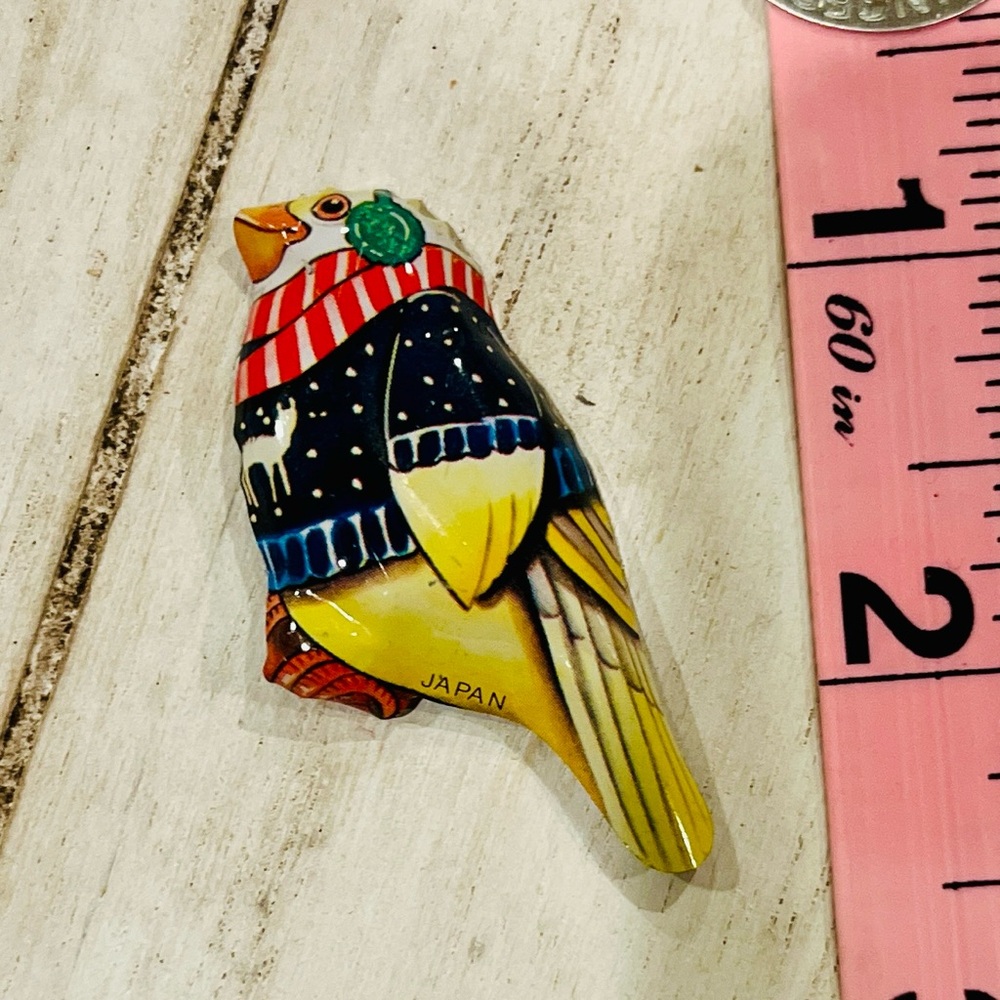 Festive Bird Holiday Pin with Scarf
